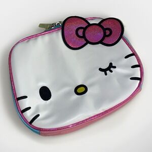 Lunch Bag Insulated HELLO KITTY Face Shape White Denim Bow Pink‎ Handle